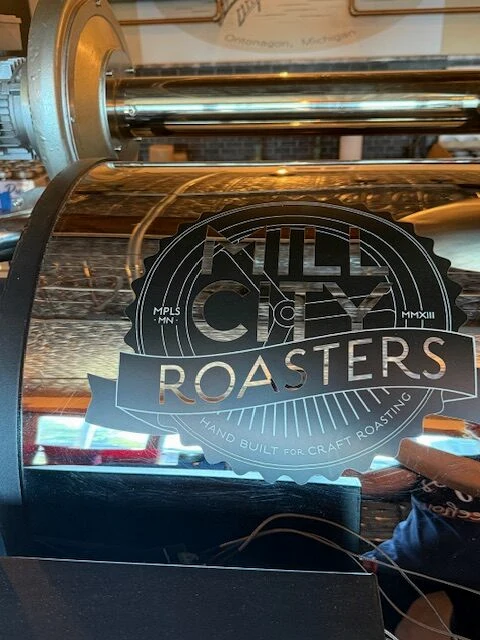 Close-up of the Mill City coffee roaster